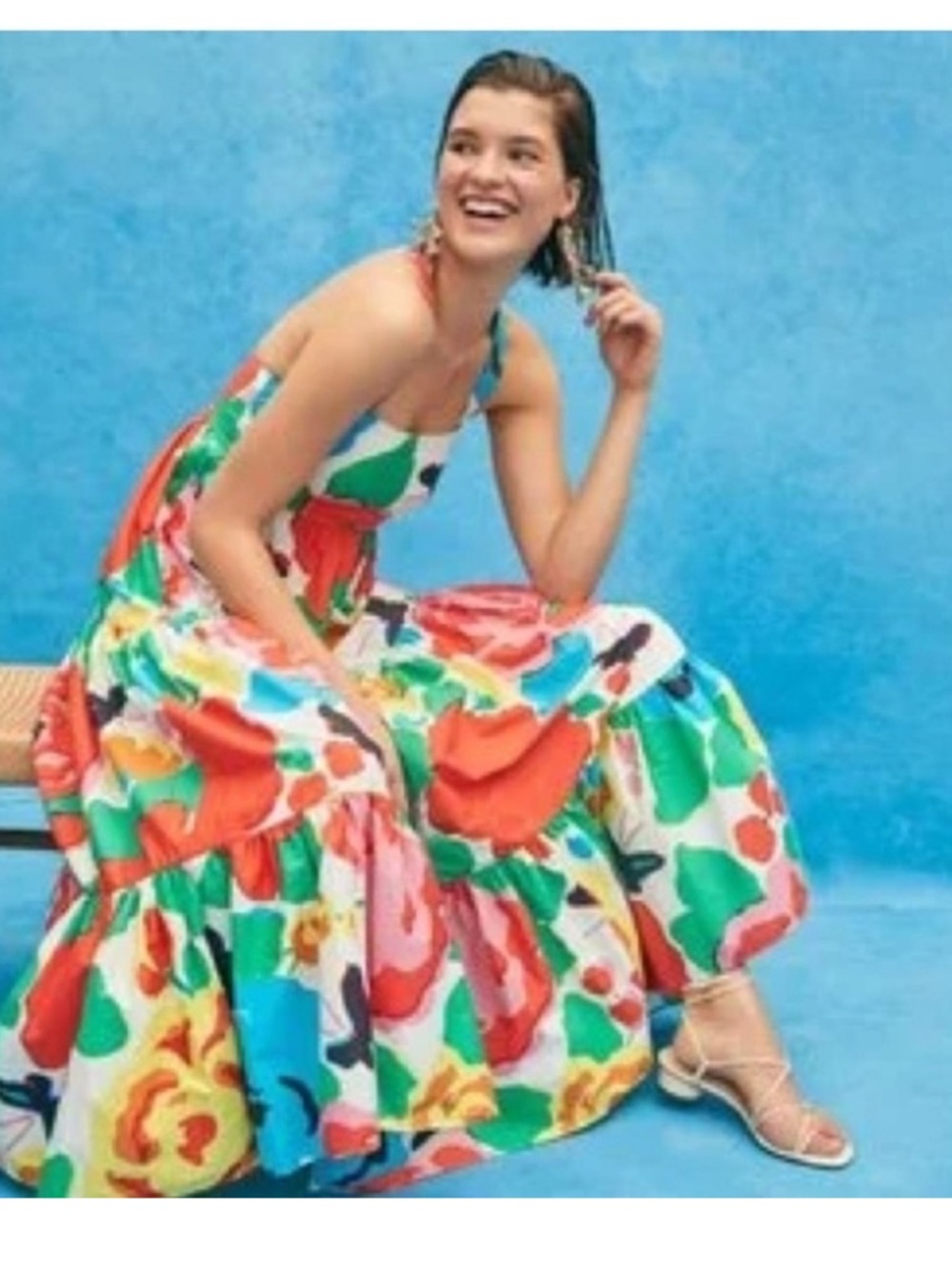 J. Crew Cross Back Empire Waist Maxi Dress Ratti Jardin Floral Print Sz 8 - Picture 2 of 9